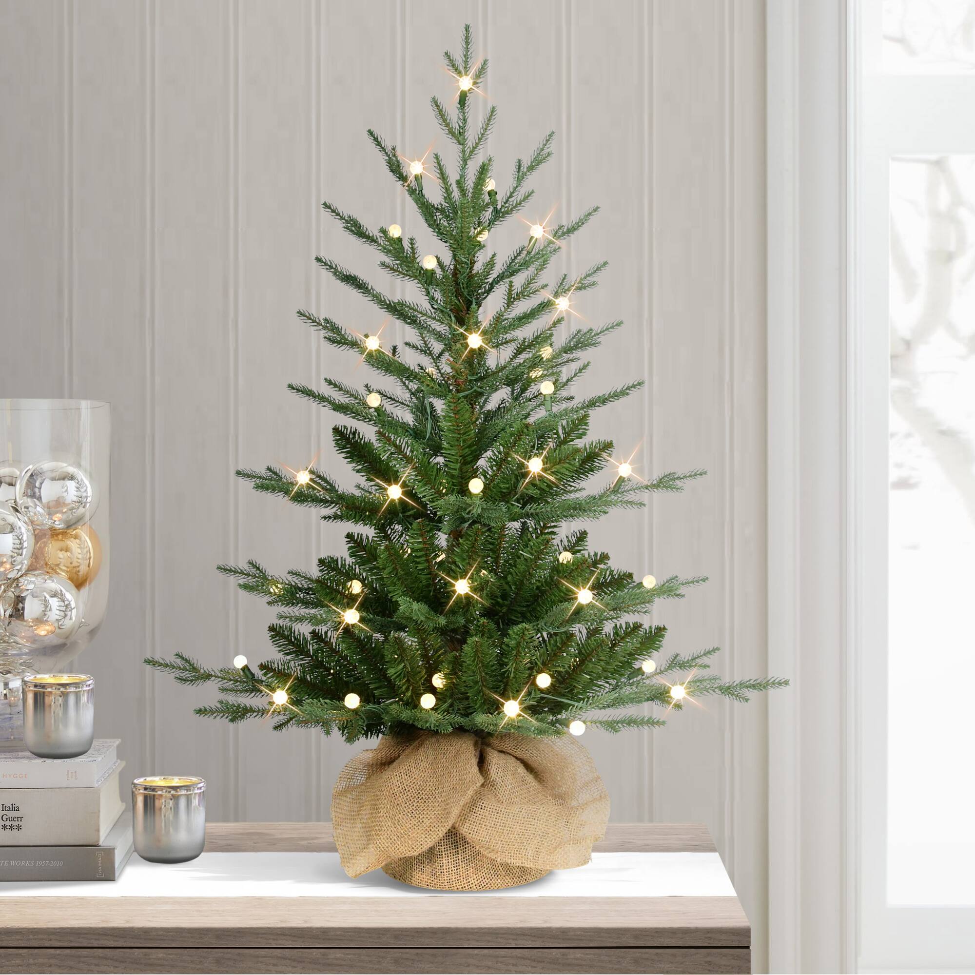 3ft. Pre-Lit Artificial Christmas Tree in Burlap Base